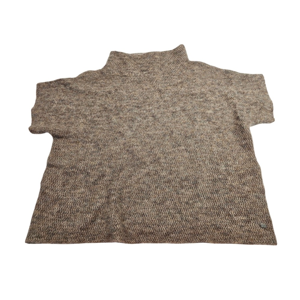 Gustav Coya Knit Cape Womens M Brown Mohair Wool Blend Poncho Mock Neck Wrap
